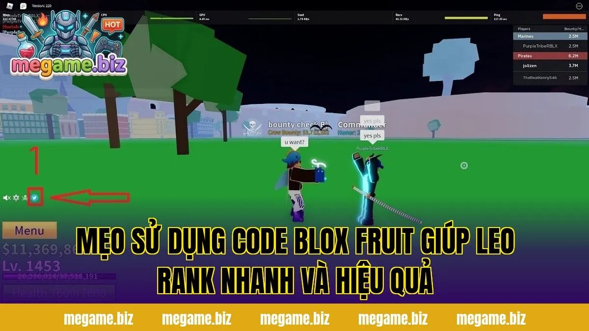 Mẹo sử dụng code Blox Fruit giúp leo rank nhanh và hiệu quả